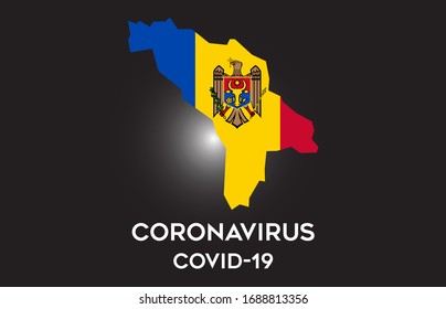 CoronaVirus in Moldova and Country flag inside Country border Map Vector Design. Covid-19 with Moldova map with national flag Vector Illustration.