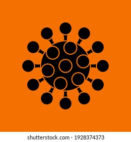 Coronavirus Molecule Icon. Black On Orange Background. Vector Illustration.