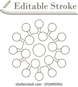 Coronavirus Molecule Icon. Editable Stroke Simple Design. Vector Illustration.