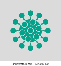 Coronavirus Molecule Icon. Green On Gray Background. Vector Illustration.