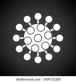 Coronavirus Molecule Icon. White On Black Background. Vector Illustration.