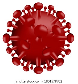 A coronavirus molecule on a white background. An isolated object. Vector illustration.