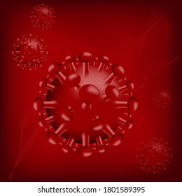 Coronavirus molecules on a red background. Isolated objects. Vector illustration.