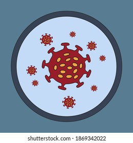 Coronavirus molecules vector icon. Hand drawn bacteria pictogram. Vector graphics. Conceptual design.