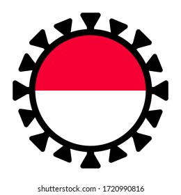 Coronavirus Monaco flag on white background. Covid-19 medical infection icon. 2019-ncov virus epidemic concept illustration. 