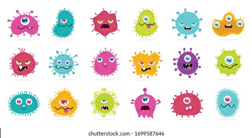 Coronavirus monster design vector. Virus infection and micro bacteria character. Microbe, Pathogen, Virus Coronavirus 2019-nCoV. cute monster.