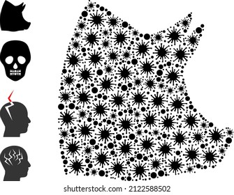 Coronavirus mosaic pork head icon, and bonus icons. Pork head mosaic for epidemic templates. Vector mosaic is designed from random virulent icons.