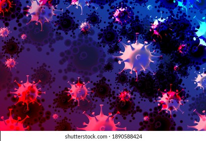 Coronavirus Mutation Abstract Background. New Strains of the Virus. COVID-19 Breaking News Concept. Banner design with abstract cells of Coronavirus, Sars-Cov-2, Microbes. Vector illustration