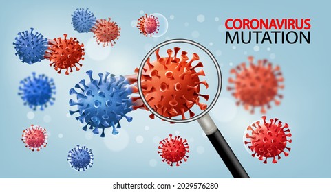 Coronavirus mutation background. Mutating virus concept and new coronavirus Delta variant outbreak. Vector