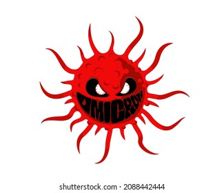 Coronavirus mutation to new strain omicron. Mutated corona virus variant of COVID. Respiratory infection disease epidemic medical vector isolated icon on white background