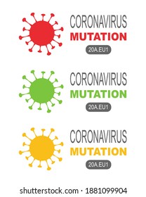 Coronavirus mutation vector banner illustration. 20A.EU1 mutation of COVID-19 Novel coronavirus. Pandemic Protection Concept.