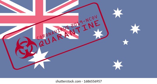 coronavirus ncov quarantine stamp over australia flag