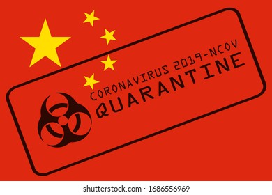 coronavirus ncov quarantine stamp over china flag