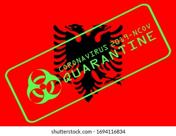 Coronavirus ncov quarantine stamp over Albania flag Vector