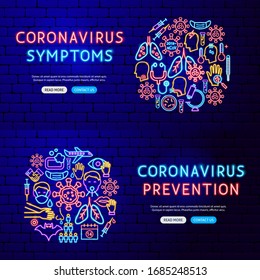 Coronavirus Neon Banners. Vector Illustration of Medical Promotion.
