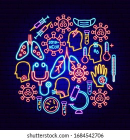 Coronavirus Neon Concept. Vector Illustration of Medical Promotion.