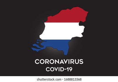 CoronaVirus in Netherlands and Country flag inside Country border Map Vector Design. Covid-19 with Netherlands map with national flag Vector Illustration.