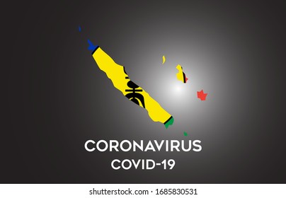 CoronaVirus in New Caledonia and Country flag inside Country border Map Vector Design. Covid-19 with New Caledonia map with national flag Vector Illustration.