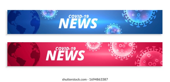coronavirus news banner in two colors set