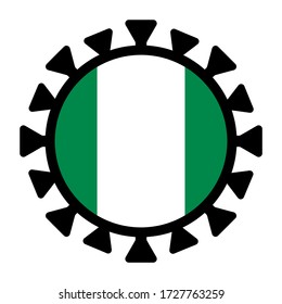 Coronavirus Nigeria flag on white background. Covid-19 medical infection icon. 2019-ncov virus epidemic concept illustration. 