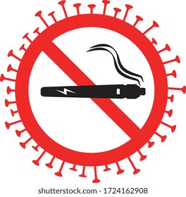 Coronavirus, No electronic cigarette sign, prohibition sign, ban