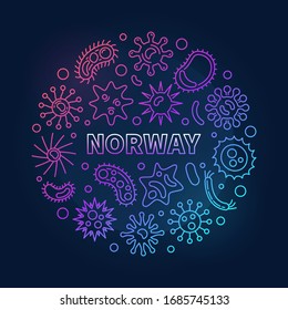Coronavirus in Norway vector circular concept colorful thin line illustration on dark background