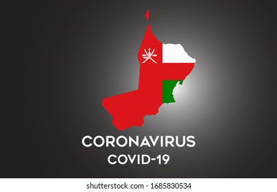 CoronaVirus in Oman and Country flag inside Country border Map Vector Design. Covid-19 with Oman map with national flag Vector Illustration.