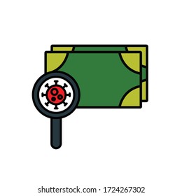 coronavirus on the banknote surface icon vector illustration