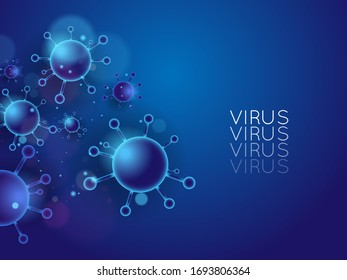Coronavirus on a dark background with a neon effect