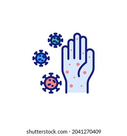 Coronavirus on Hand icon in vector. Logotype