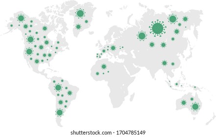 Coronavirus en un mapa mundial. El virus está en China, Europa, Estados Unidos, África, Australia y en muchos otros países.