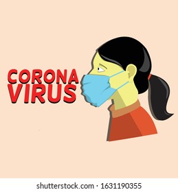 Coronavirus, an ongoing virus outbreak. Group of viruses that cause diseases in mammals and birds, mostly  pneumonia. Protective face mask.