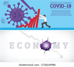 Coronavirus outbreak cause a domino effect on financial crisis. Company business economic collapse concept