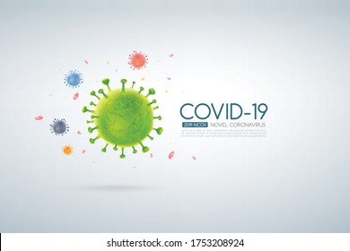 Coronavirus outbreak Covid-19 design with falling virus cell on a light background. vector 2019-ncov corona virus illustration