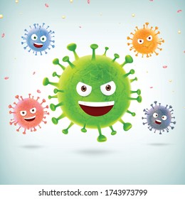Coronavirus outbreak Covid-19 with falling virus cell cartoon on a light background 001