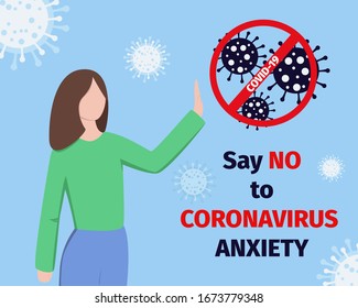 Coronavirus Outbreak. COVID-19. Pandemic Alert. Stop Coronavirus Anxiety. Don't Panic Concept.  Vector Illustration For Poster, Banner, Flyer. 