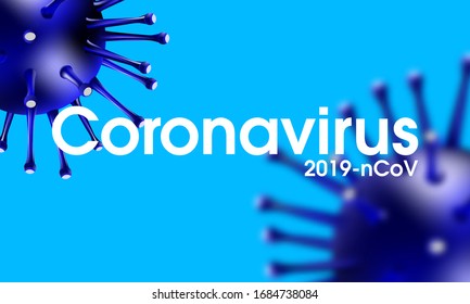 Coronavirus outbreak, COVID-19 realistic illustration infection, influenza background with dangerous flu strain cases as pandemic medical health, risk concept with disease cells.