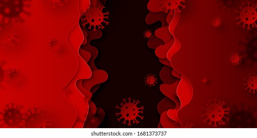 Coronavirus outbreak and COVID-19 virus.Pandemic medical health risk concept.Paper cut background.