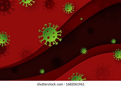 Coronavirus outbreak and COVID-19 virus.Pandemic medical health risk concept.Paper cut background.