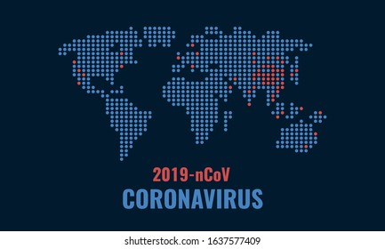 Coronavirus outbreak dotted world map