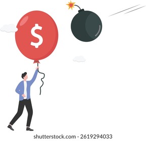 Coronavirus outbreak financial crisis. Virus like needle to pop the balloon. Business concept.

