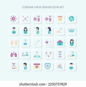 Paquete de iconos planos para brotes de coronavirus
