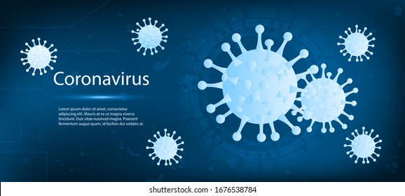 Brote de coronavirus y antecedentes de gripe coronavirus. Coronavirus 2019-nKoV. Riesgo pandémico para la salud, inmunología, virología, concepto epidemiológico.
