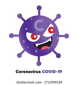 Coronavirus outbreak a global pandemic with Red eyes Covid-19 virus cartoon cute character - vector character