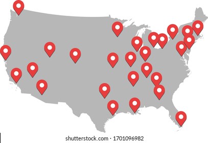 Coronavirus Outbreak Hot Spot Cities On USA Map