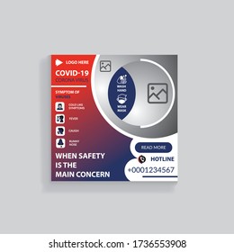 Corona-virus Outbreak Initiatives  Social Media Post or Square Banner Design