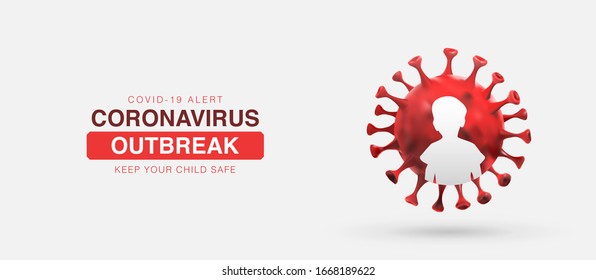 Coronavirus outbreak, keep your child safe illustration. China epidemic 2019-nCoV. Virus Covid 19-NCP. Spread of the novel coronavirus Background.