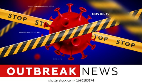 Coronavirus outbreak news. Pandemic and epidemic of Novel coronavirus (2019-nCoV) medical concept vector illustration with virus cell for science background. Eps10