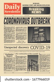 Coronavirus Outbreak Newsletter Paper Page, Stay Home Motivation Signboard, Epidemic Breaking News