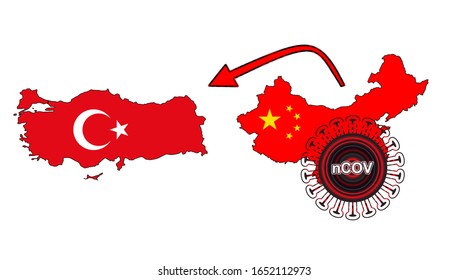 Coronavirus outbreak spreading all over Chine from Wuhan city of China. Coronavirus outbreak spread from China to Turkey. 